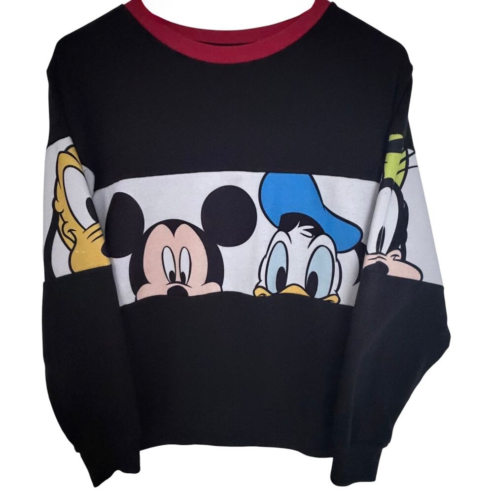 Disney Mickey Mouse Donald Duck Goofy Pluto Womens Large Graphic Sweatshirt